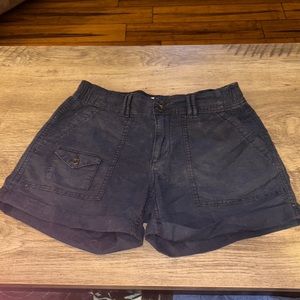 Dark navy blue cargo shorts, worn once, and great for work.